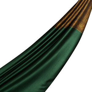 Khaki Green Jacquard Hand Woven Prime Silk Scarf - Thumbnail