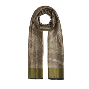 Khaki Green Jacquard Prime Silk Scarf - Thumbnail