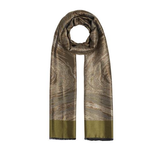 Khaki Green Jacquard Prime Silk Scarf