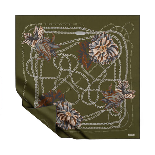 Khaki Green Jewellery Dream Twill Silk Scarf