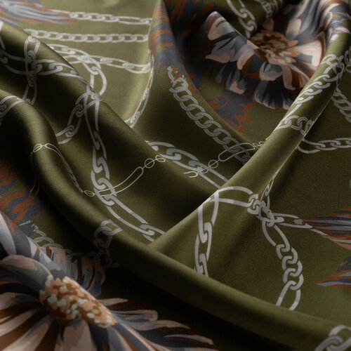 Khaki Green Jewellery Dream Twill Silk Scarf
