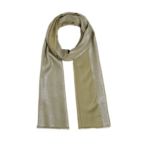 ipekevi - Khaki Green Lurex Cotton Silk Scarf (1)