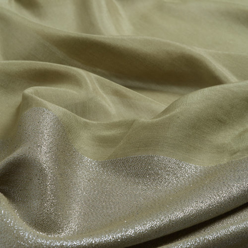 Khaki Green Lurex Cotton Silk Scarf