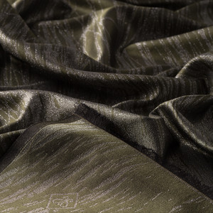 Khaki Green Lurex Silk Scarf - Thumbnail