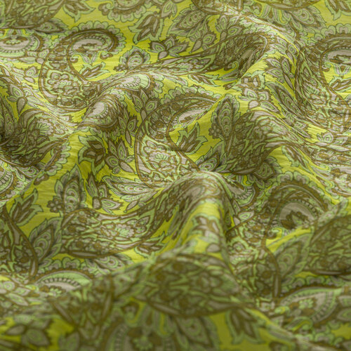 Khaki Green Mezopotamya Model 02 Print Tencel Scarf