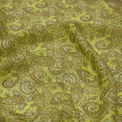 Khaki Green Mezopotamya Model 02 Print Tencel Scarf