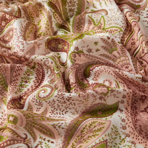 Khaki Green Paisley Patterned Modal Cotton Scarf - Thumbnail