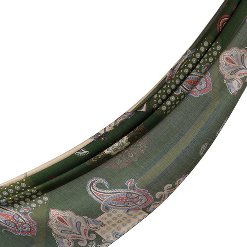 Khaki Green Palace Way Print Tencel Scarf