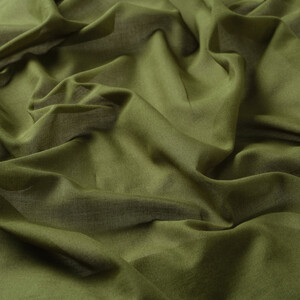 Khaki Green Plain Cotton Scarf - Thumbnail