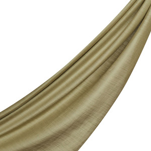 Khaki Green Plain Cotton Silk Scarf - Thumbnail