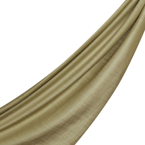 Khaki Green Plain Cotton Silk Scarf