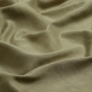 Khaki Green Plain Cotton Silk Scarf - Thumbnail