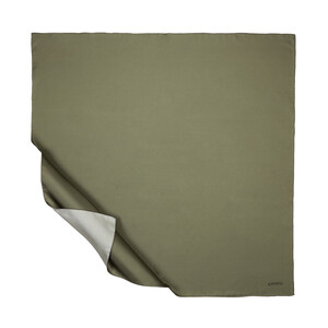 Khaki Green Plain Silk Twill Scarf - Thumbnail