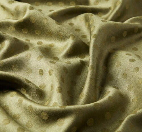 Khaki Green Polka Wool Silk Scarf