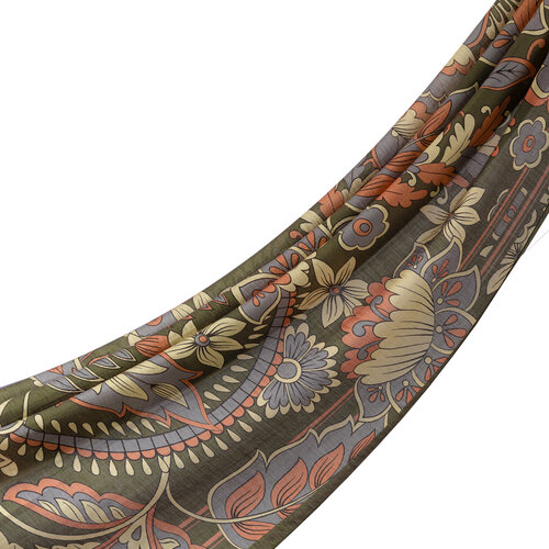 Khaki Green Royal Ivy Pattern Tencel Scarf