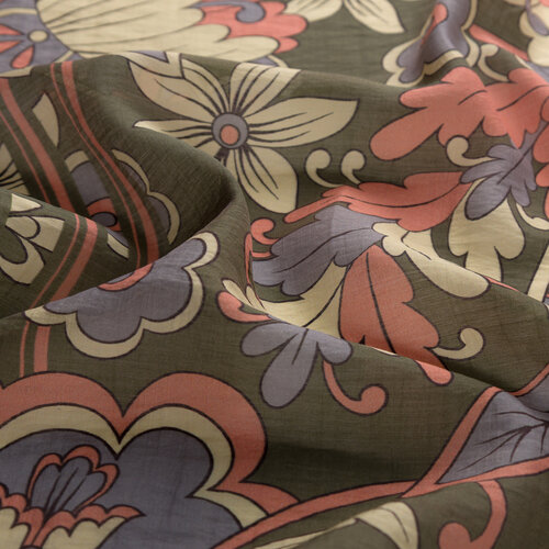 Khaki Green Royal Ivy Pattern Tencel Scarf