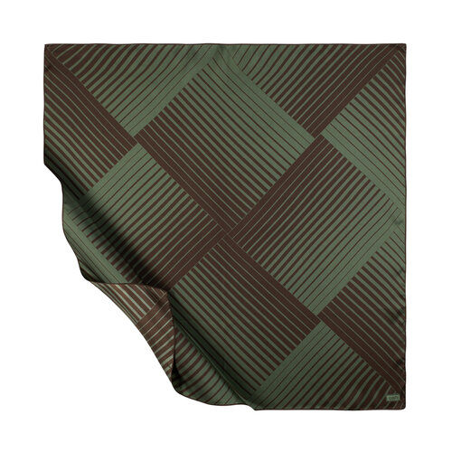 Khaki Green Scan Print Silk Twill Scarf
