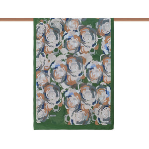 Khaki Green Soulful Blooms Tencel Print Scarf - Thumbnail