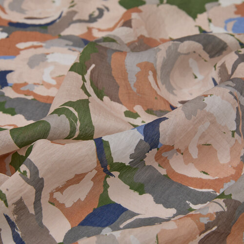 Khaki Green Soulful Blooms Tencel Print Scarf