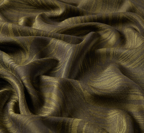 Khaki Green Walnut Leaf Print Scarf