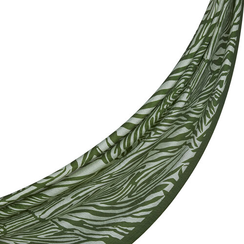Khaki Green Zebra Print Tencel Scarf