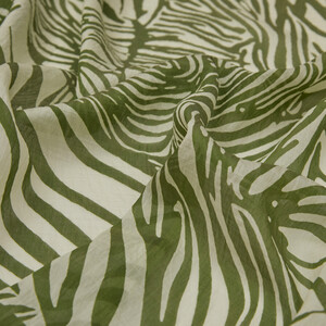 Khaki Green Zebra Print Tencel Scarf - Thumbnail