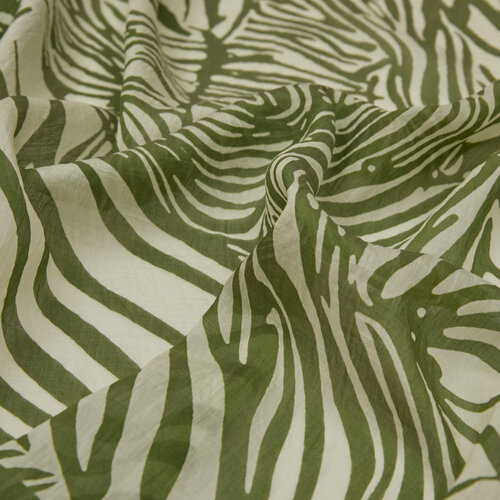 Khaki Green Zebra Print Tencel Scarf