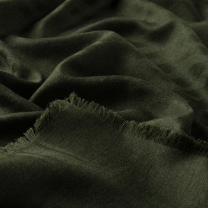 Khaki Green Zebra Print Wool Silk Scarf - Thumbnail