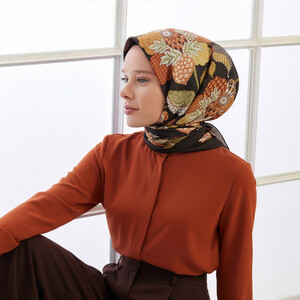 Khaki Maharajah Twill Silk Scarf - Thumbnail