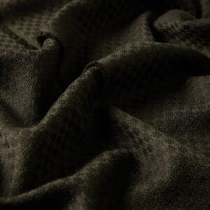 Khaki Mini Checkerboard Wool Scarf - Thumbnail