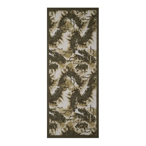 Khaki Mono Brush Print Tencel Scarf 