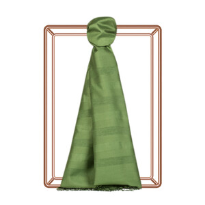 Khaki Mono Striped Silk Scarf - Thumbnail