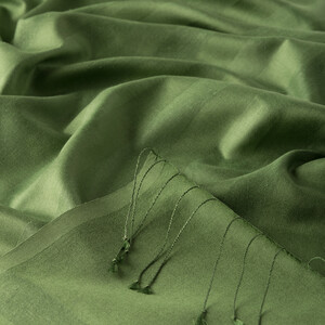 Khaki Mono Striped Silk Scarf - Thumbnail