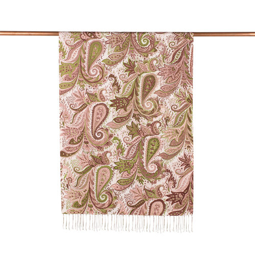 Khaki Paisley Print Silk Scarf