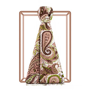 ipekevi - Khaki Paisley Print Silk Scarf