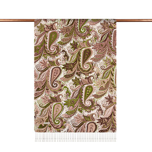 ipekevi - Khaki Paisley Print Silk Scarf (1)