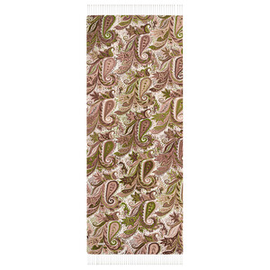 Khaki Paisley Print Silk Scarf - Thumbnail