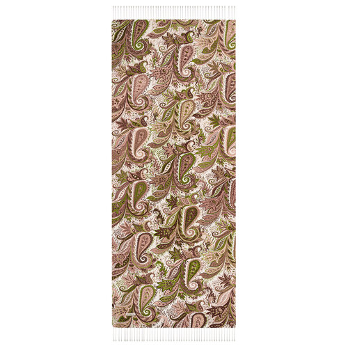 Khaki Paisley Print Silk Scarf
