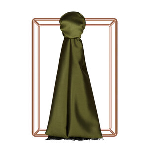 Khaki Reversible Silk Scarf - Thumbnail