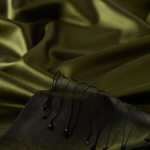 Khaki Reversible Silk Scarf - Thumbnail
