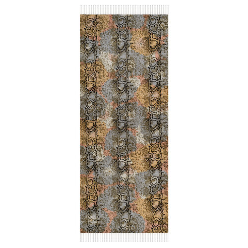 Khaki Snakeskin Print Silk Shawl