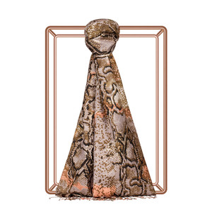 ipekevi - Khaki Snakeskin Print Silk Shawl