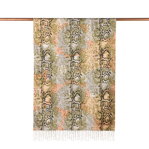 ipekevi - Khaki Snakeskin Print Silk Shawl (1)