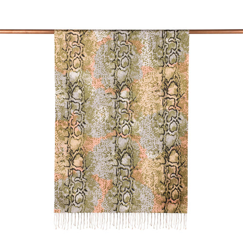 Khaki Snakeskin Print Silk Shawl