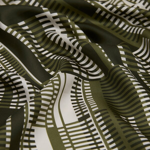 ipekevi - Khaki White Skyscrapers Twill Silk Scarf (1)