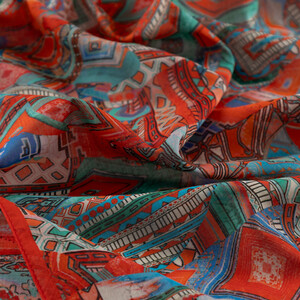 Kırmızı Anadolu Rüyası Pamuk Şal - Thumbnail
