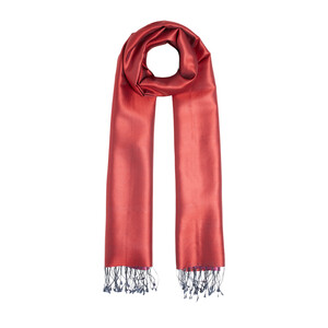 شال حرير فاخر ذو وجهين لون أحمر وبنفسجي - Thumbnail