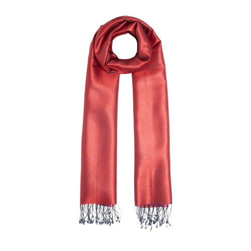 شال حرير فاخر ذو وجهين لون أحمر وبنفسجي