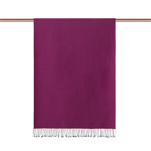 شال حرير فاخر ذو وجهين لون أحمر وبنفسجي - Thumbnail
