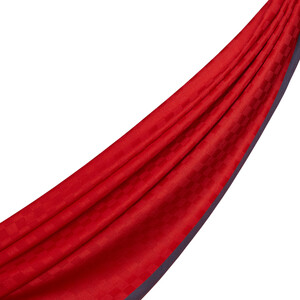 Kırmızı Dama Desenli Yün İpek Şal - Thumbnail